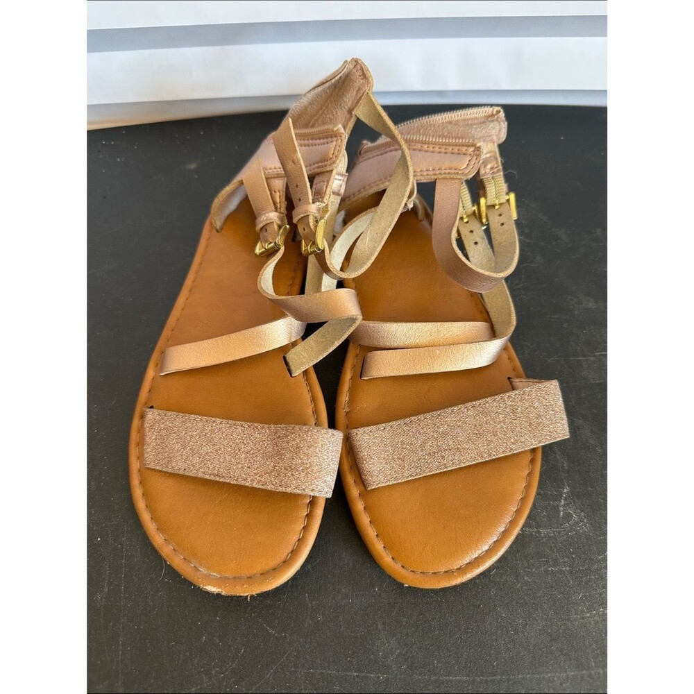 Rampage Girls Size 2 Pink Zip Back Strappy Summer Sandals Shoes
